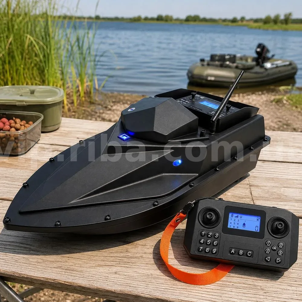 Кораблик для завезення прикормки та снастей 12000 mAh 12V на радіокеруванні для риболовлі, Чорний